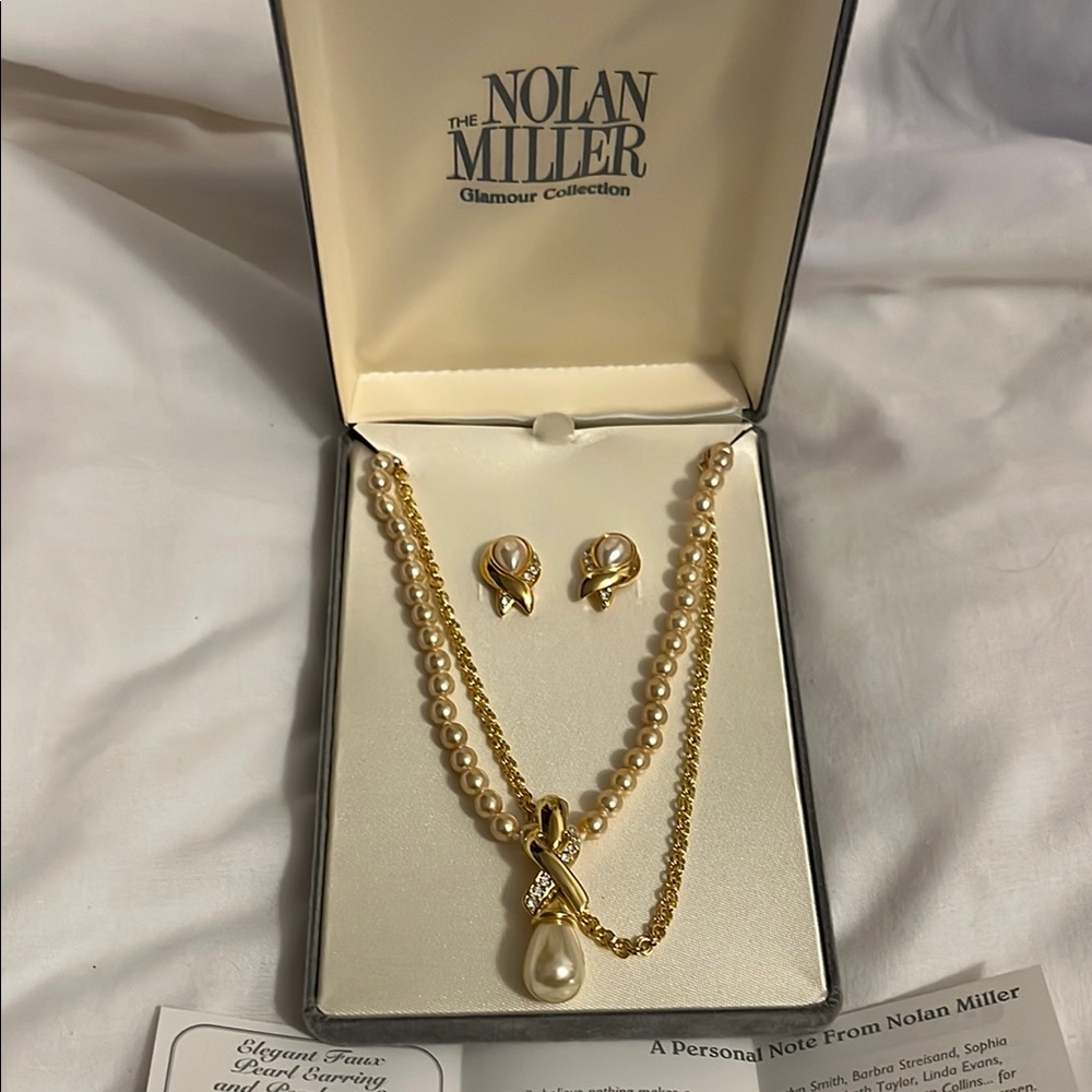Nolan Miller Gold and Pearl Jewelry Set